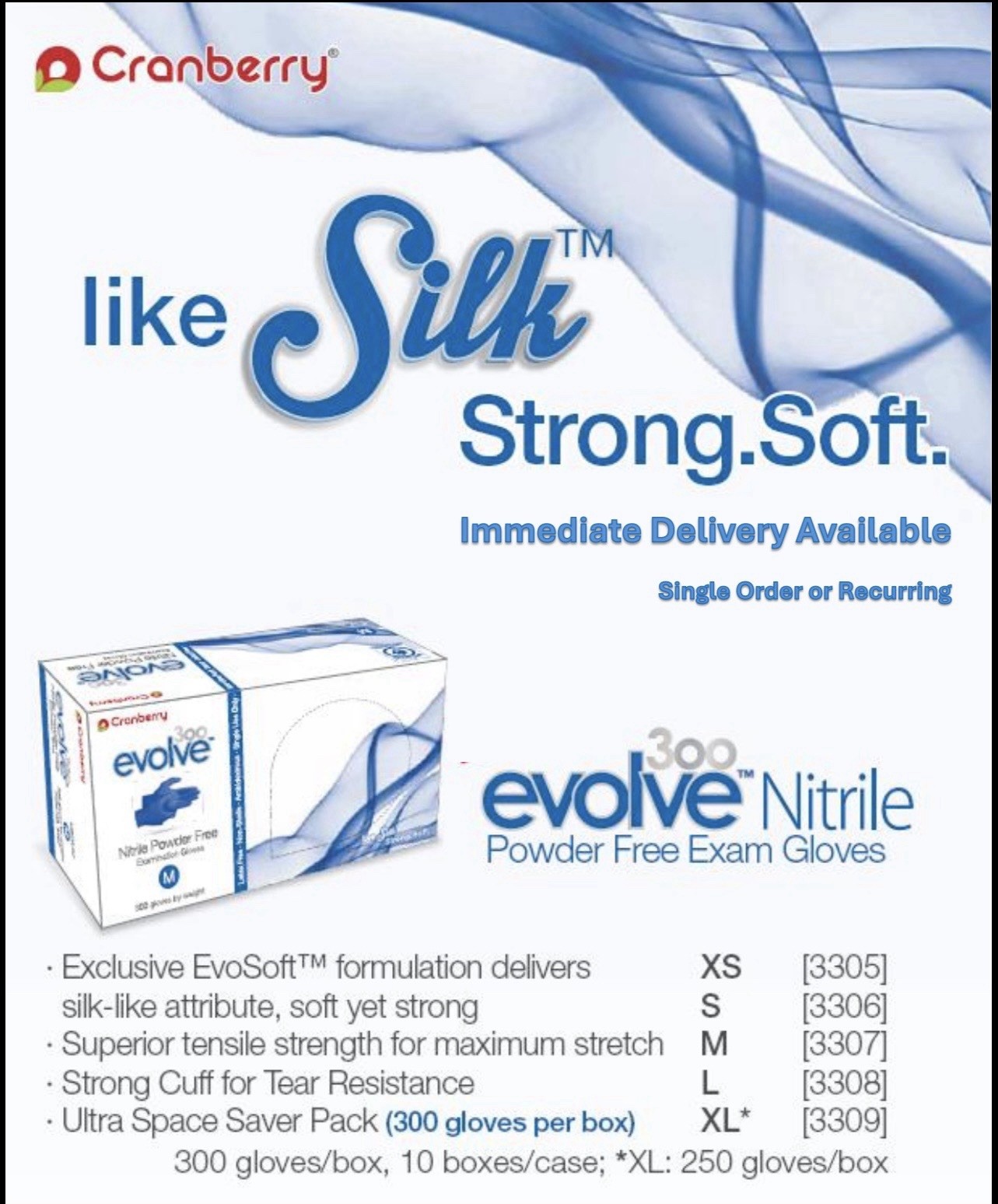 Cranberry Evolve 300 Nitrile Powder-Free Exam Gloves, Medium, Medical