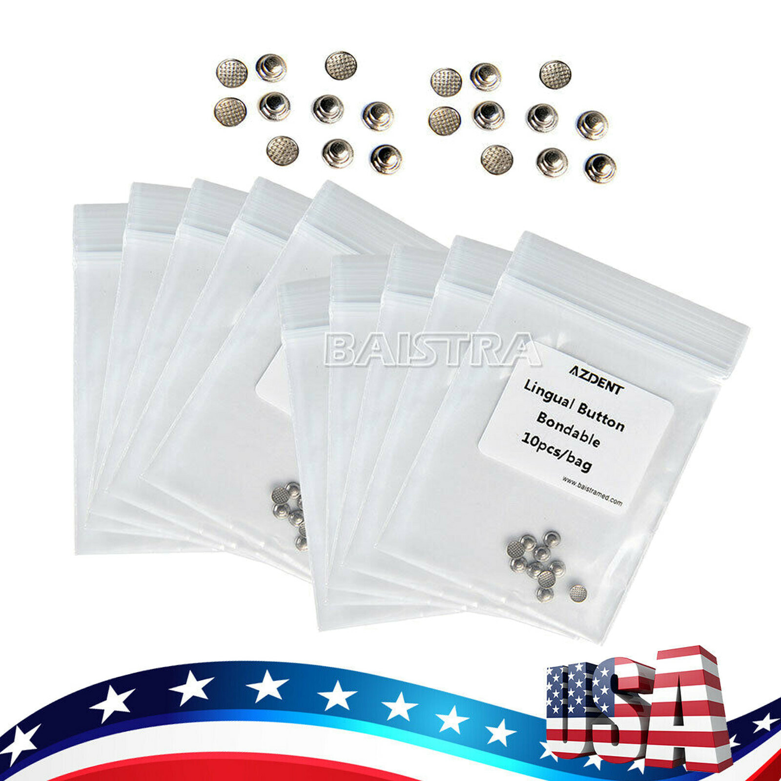AZDENT Dental Ortodoncia Botones Linguales de Base Redonda Bonda 10pzas/Bolsa
