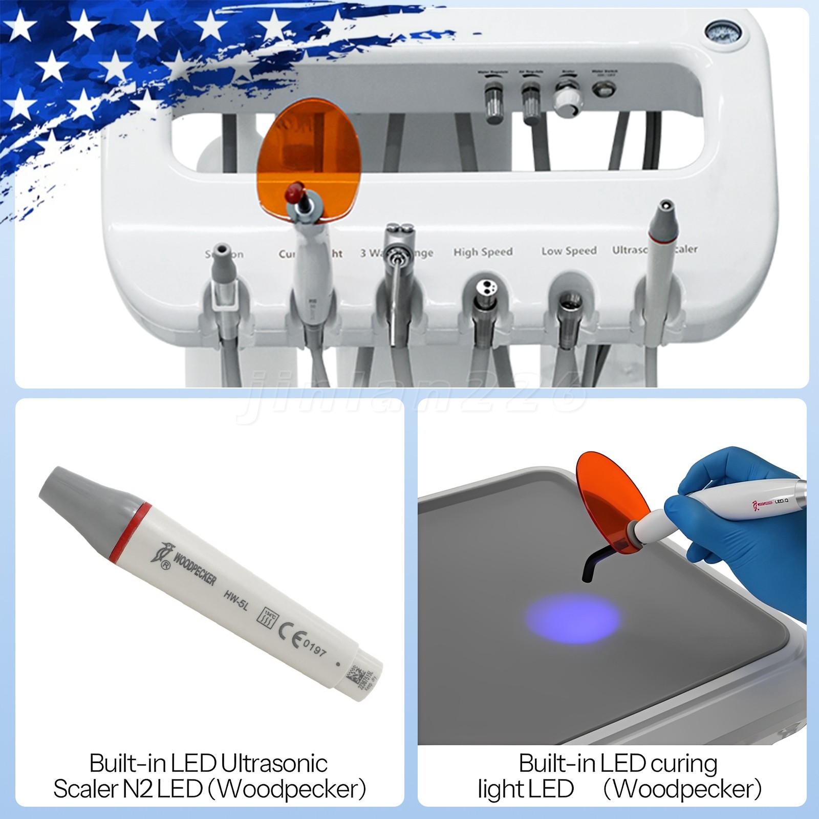 Portable Dental Mobile Delivery Unit System Air Compressor Syringe Suction 550W