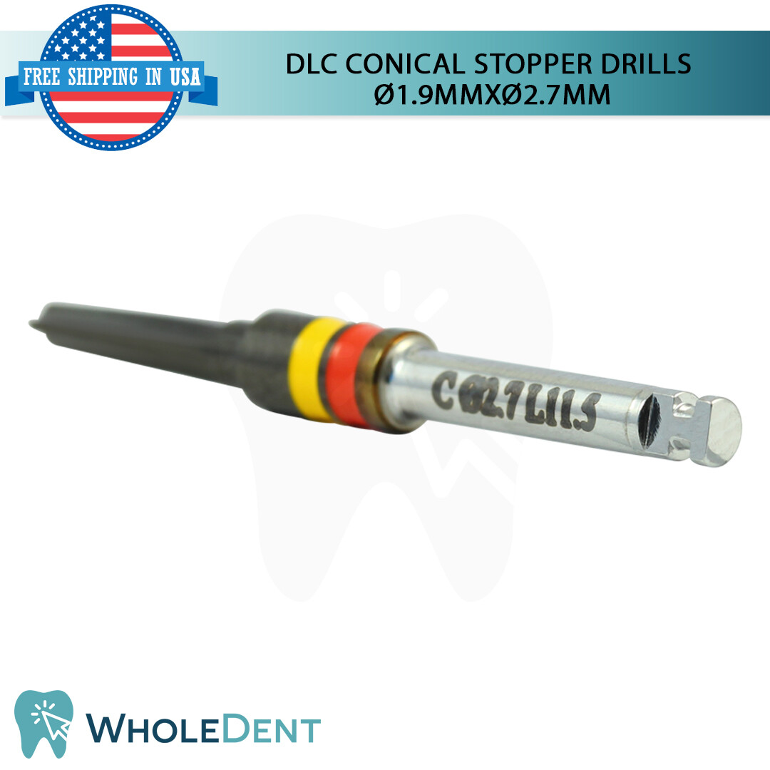 DLC Conical Integral Stopper Drill Ø1.9XØ2.7 Dental Im plant Tool Instrument