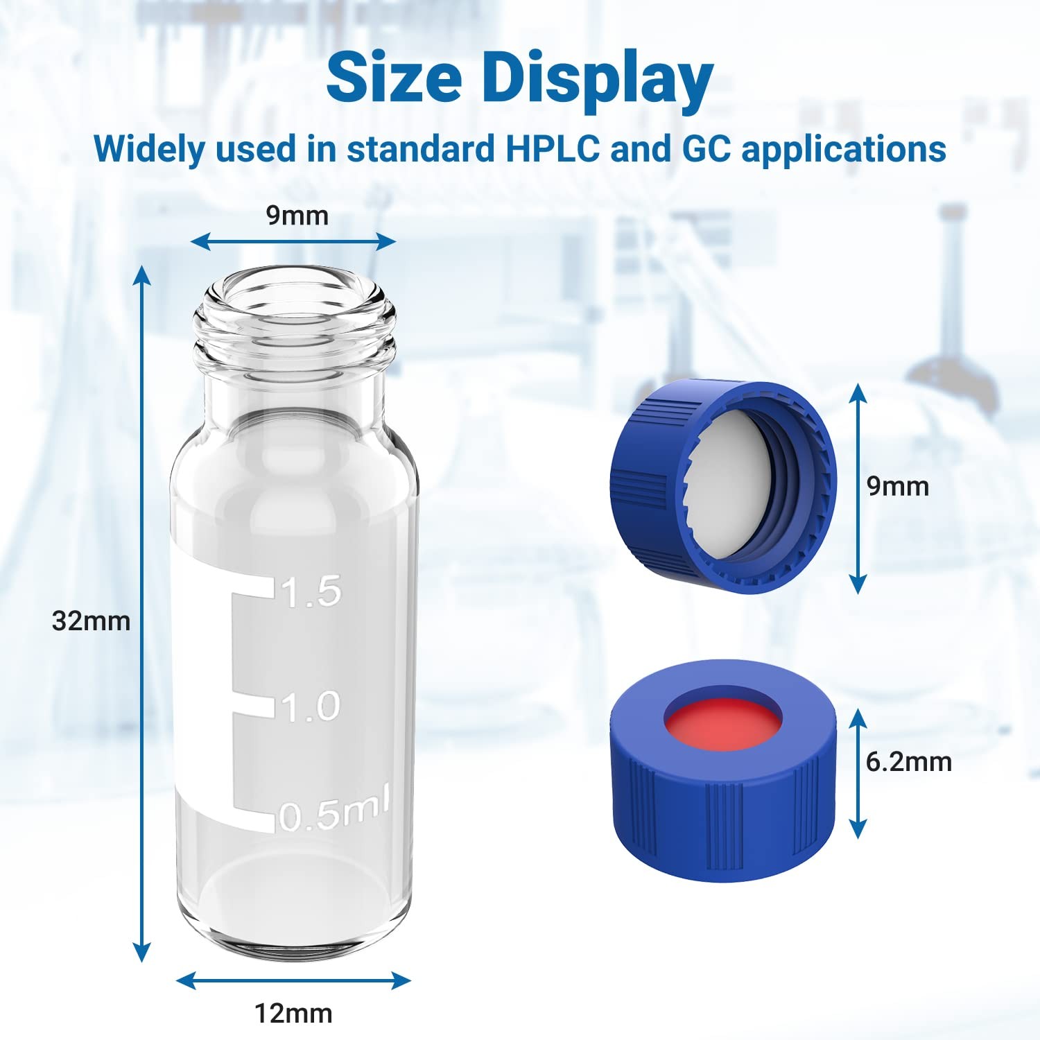 1000x2ml Autosampler Vials+Pre-Slit Caps 9-425 Glass Bottle Screw Top HPLC GC UA