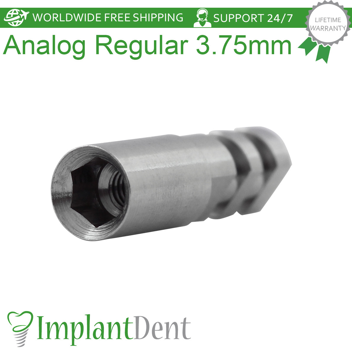 100x Dental Analog Regular Platform D-3.75mm Stainless Steel Int Hex 2.42mm