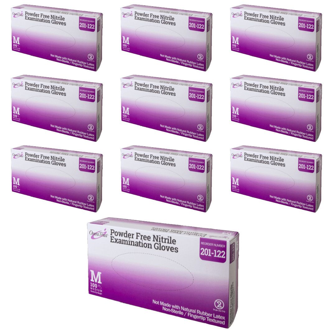 OmniTrust Powder-Free Blue Nitrile Exam Gloves, Size Medium- Box of 1,000 Gloves