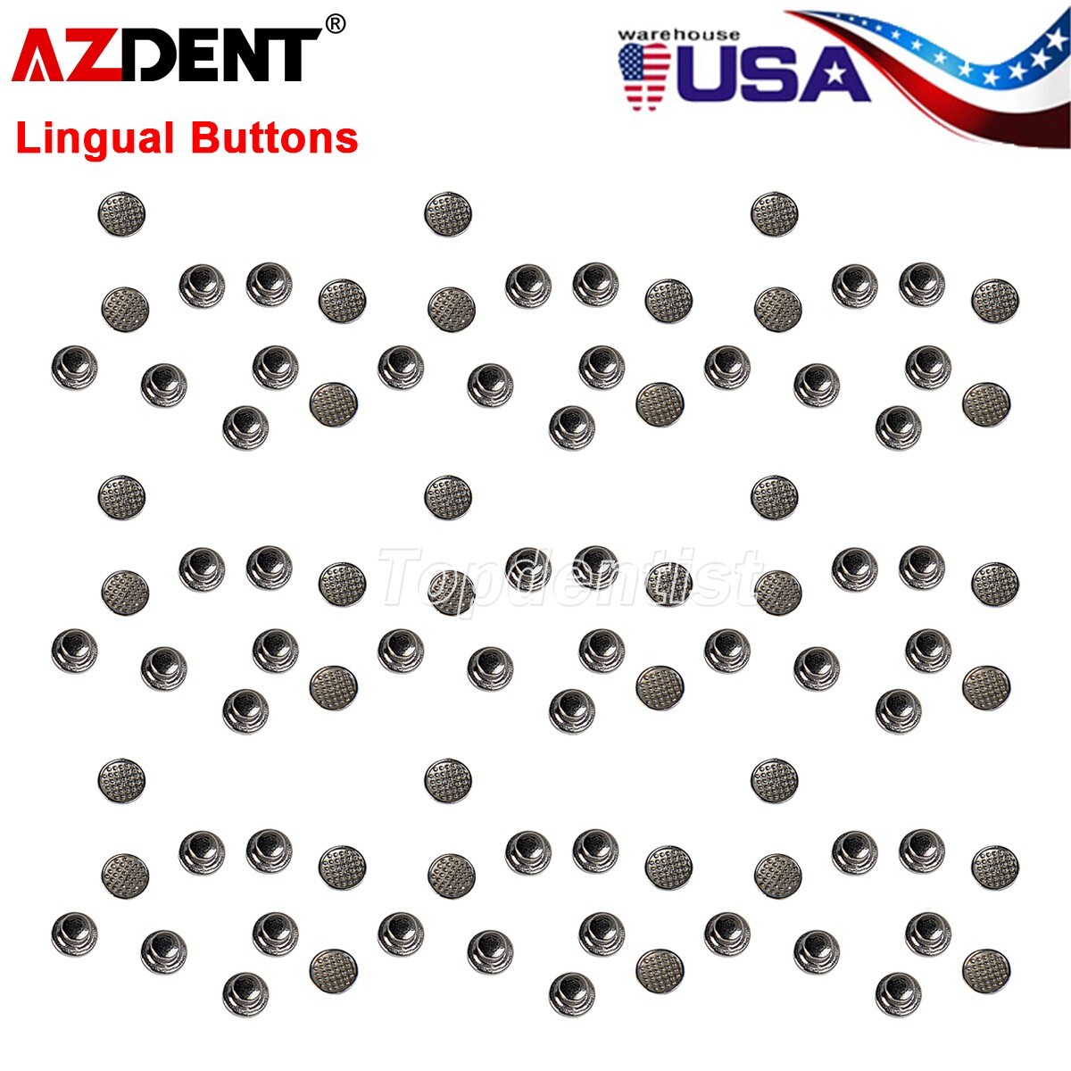 500pcs AZDENT Dental Orthodontic Lingual Buttons Bondable Round Base Monoblock
