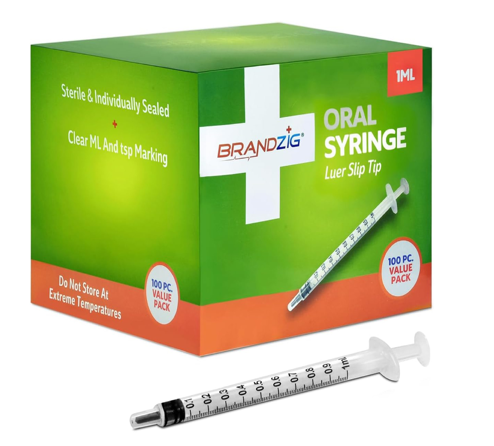 1ml Syringe with Cap (100 Pack) | Oral Dispenser Without Needle, Luer Slip…