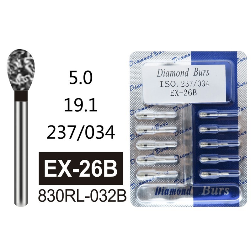 10x Round End Large Pear Black Super Coarse Diamond Burs for Dental Handpiece