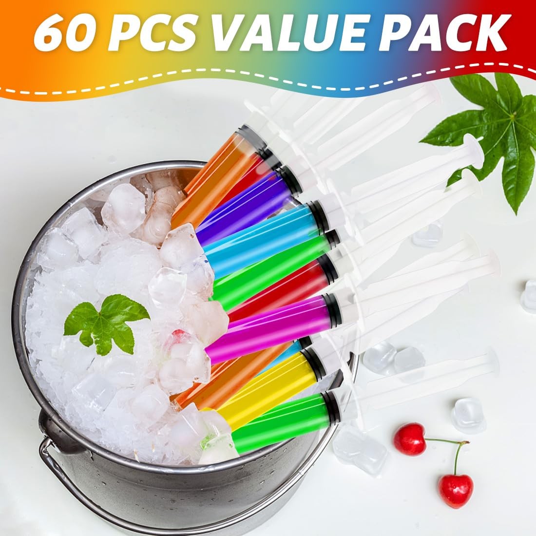 60 Pack Plastic Syringes with Tip Cap, 20ML Liquid Syringe BPA-Free Suringes,