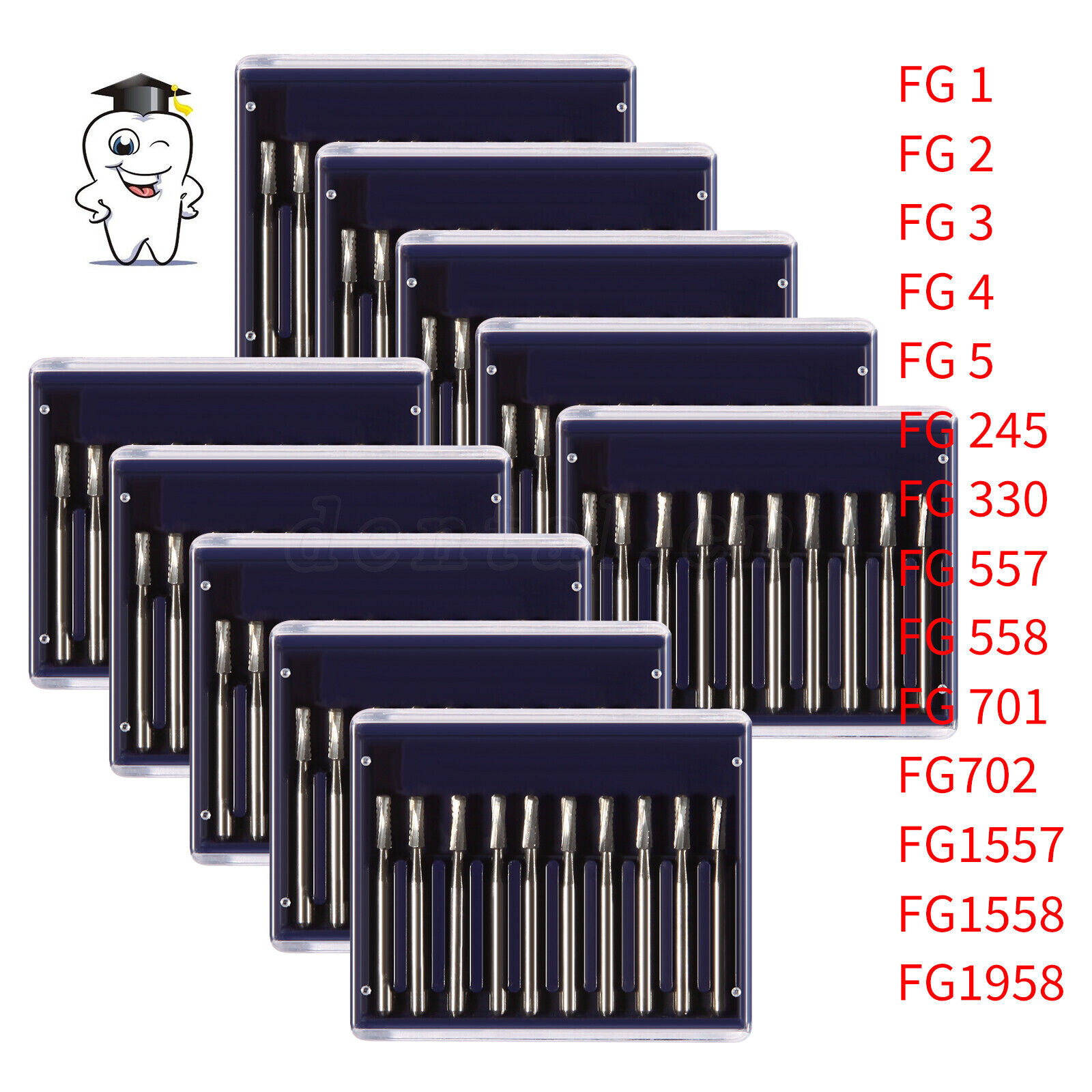 10 pcs Dental Carbide Burs Friction Grip Bur Short Shank F/ High Speed Handpiece