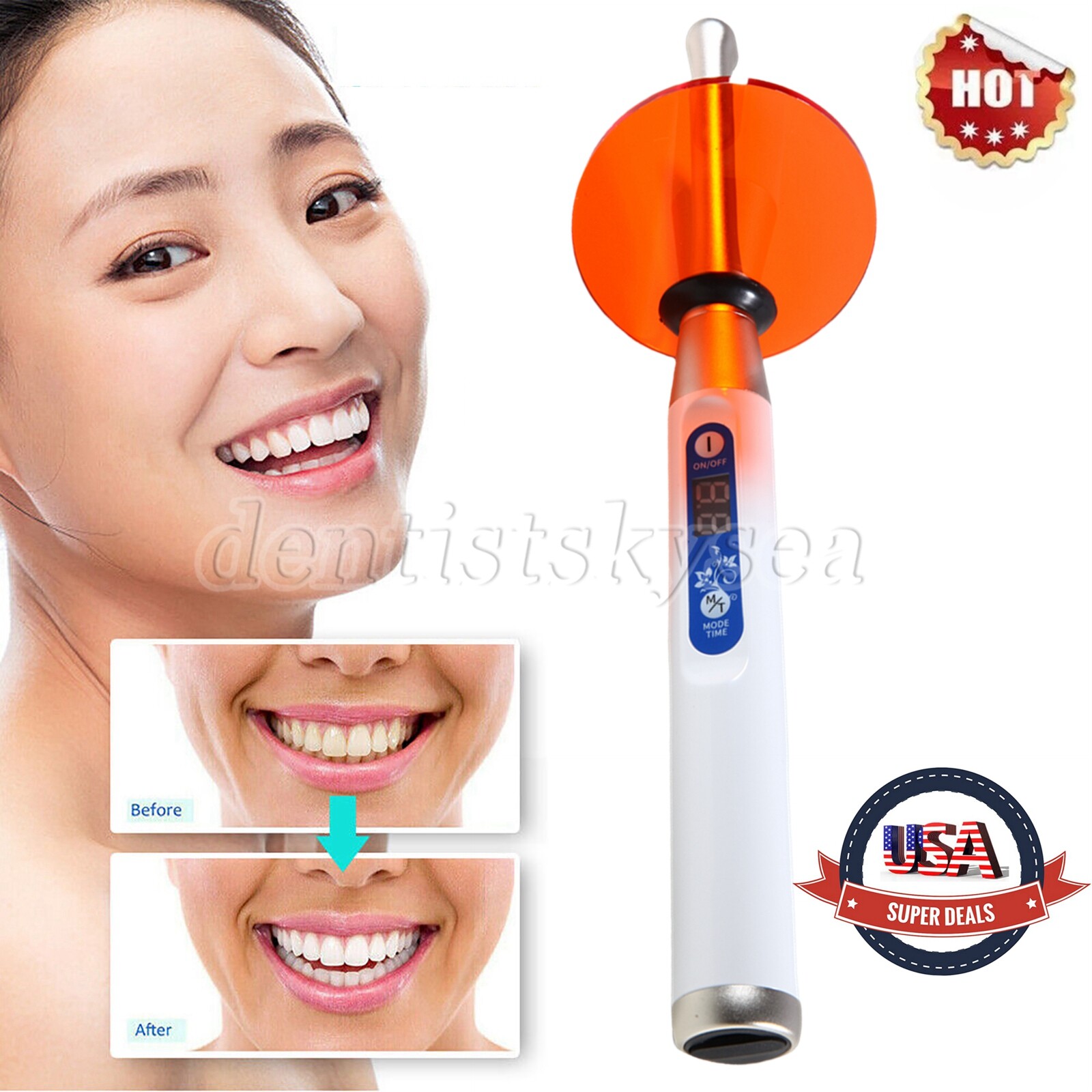 Dental LED Curing Light 1 Mode 5 Second 5S Cure Light Lamp Metal Head USA-D11