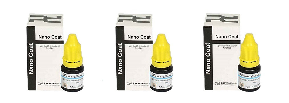 3 x Dental NANO COAT Light Cured Protective Varnish 5ml Pack Nano Filled