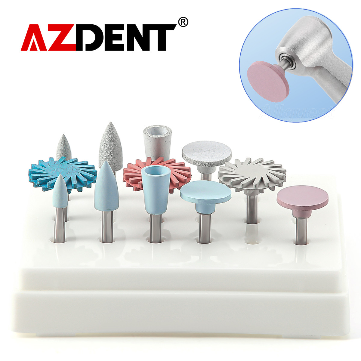 12pcs Dental Composite Polishing Kit RA 2.35mm Wheel Discs Burs for Contra angle