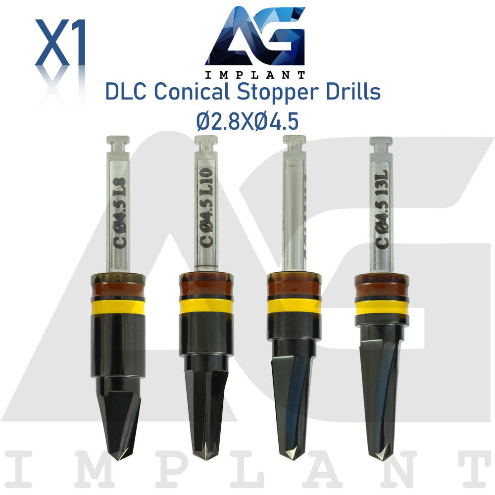 Ø2.8XØ4.5 Integral Stopper DLC Conical Drill External Irrigation Tool Carbon