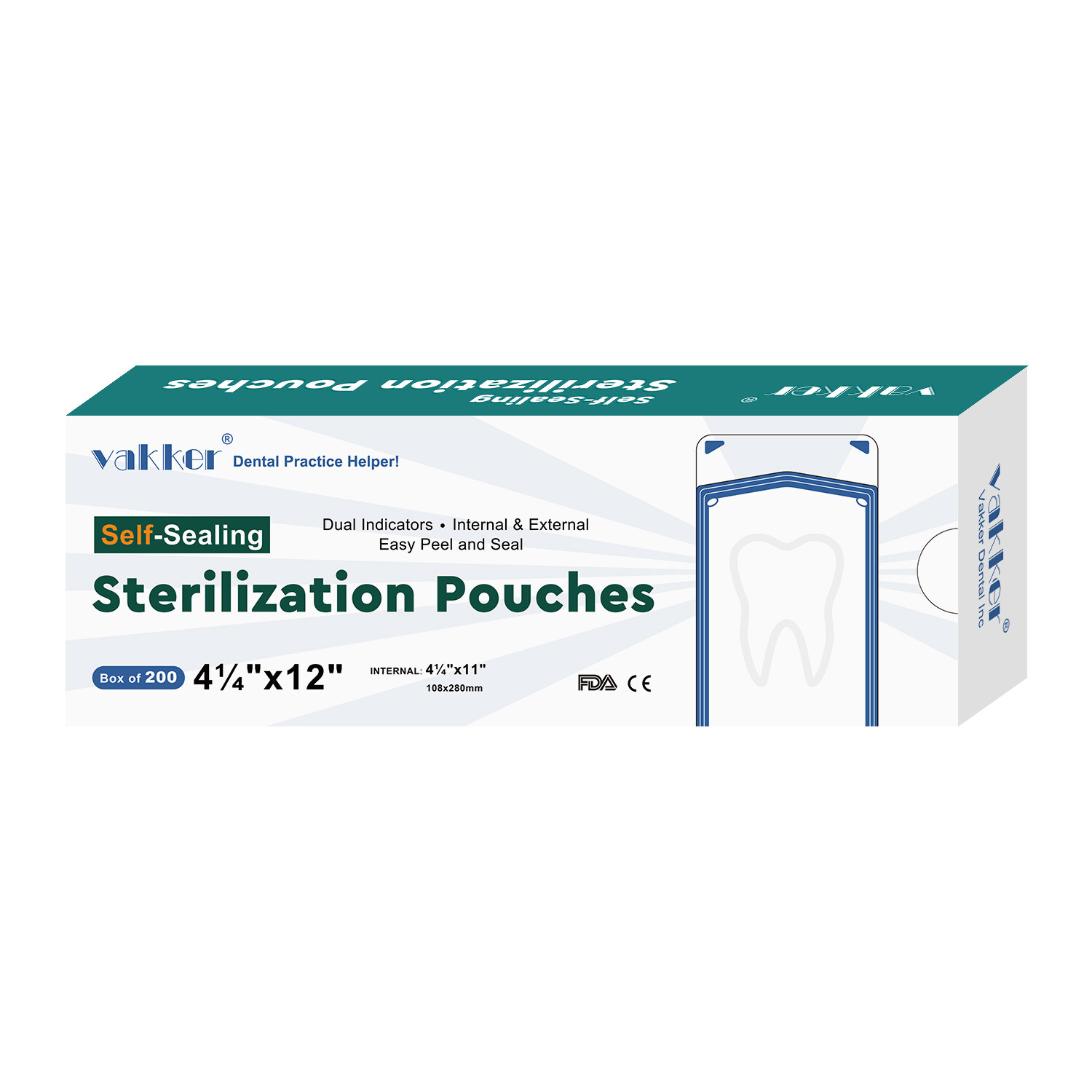 4.25″ x 12″ Self Sealing Dental Sterilization Pouches Autoclave, Sterilizer Bag