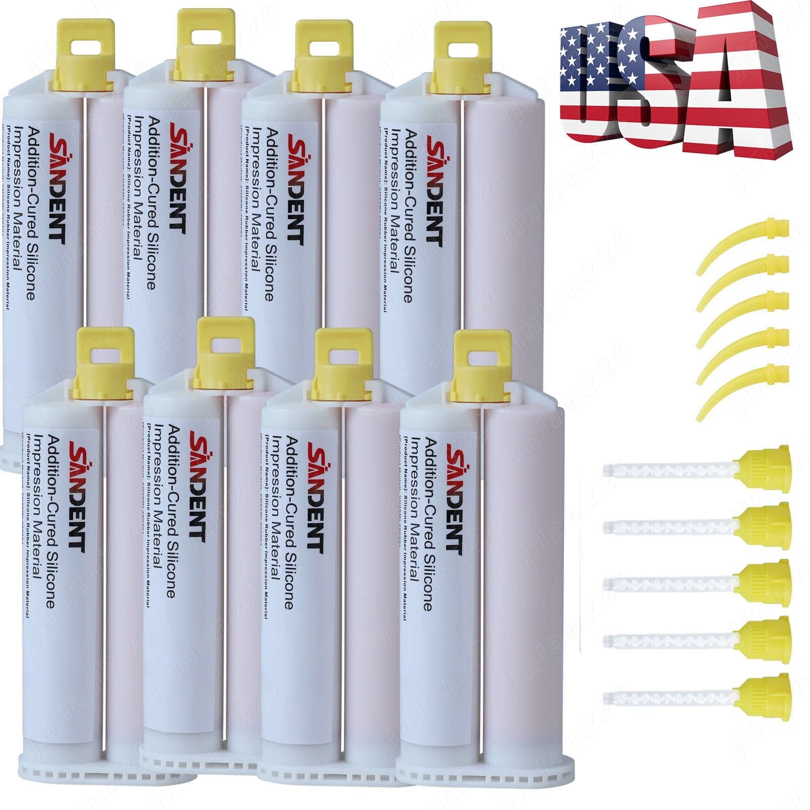 8x50ml VPS Impression Material Cartridge Light Body Rapid Set +40 Tips