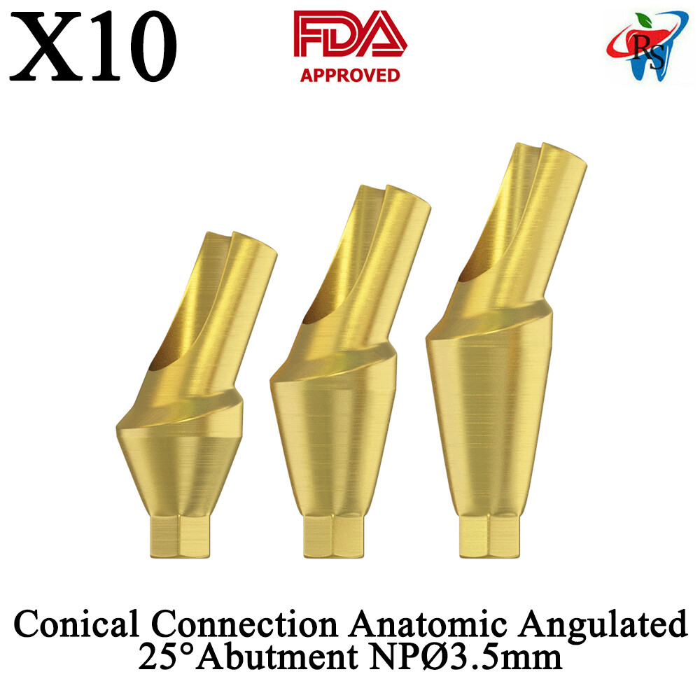 10pcs DSI Abutments Anatomic Angulated 25° Conical Connection NPØ3.5mm 1.5-4.5mm