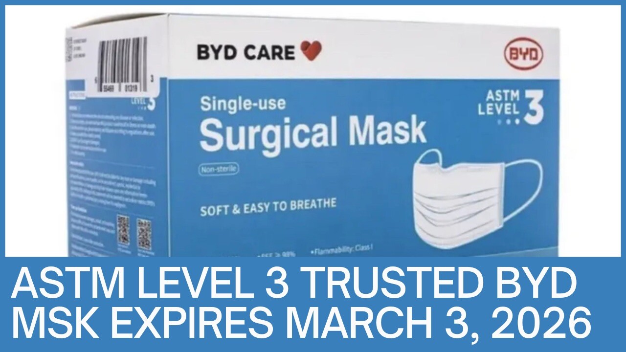 BYD CARE Expires 3/3/26 Surgical Masks, One-size, Blue Box 50 PCS Lvl 3 ⭐️⭐️⭐️