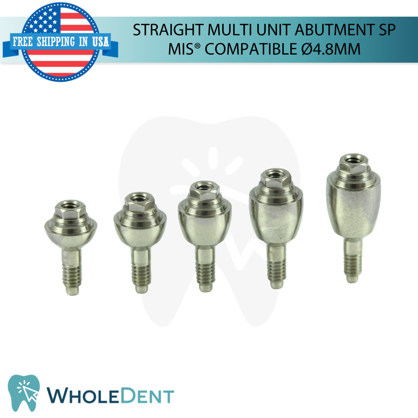 1X Straight Multi Unit Prosthetic SP Ø4.8mm Compatible with MIS® Seven Int Hex
