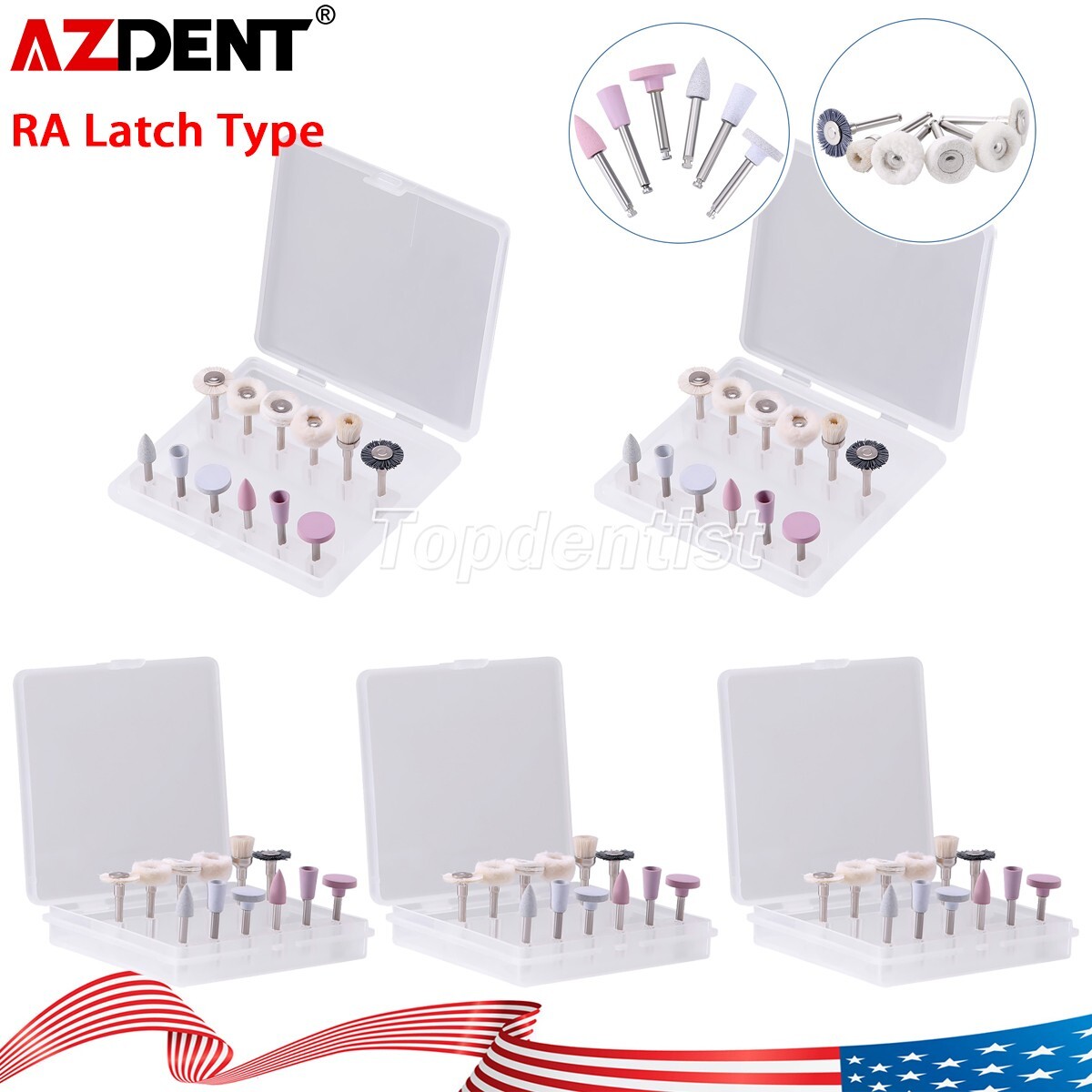 60pcs Dental RA Pulido Fresas Cepillos Pulidor de silicona / Pelo de cabra/cuero