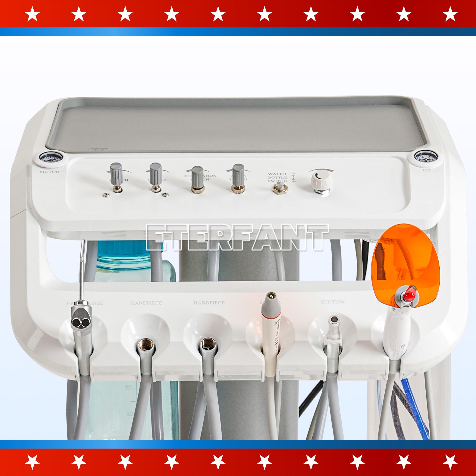 Dental Portable Mobile Delivery Unit System 4Holes w/Air Compressor with Suction