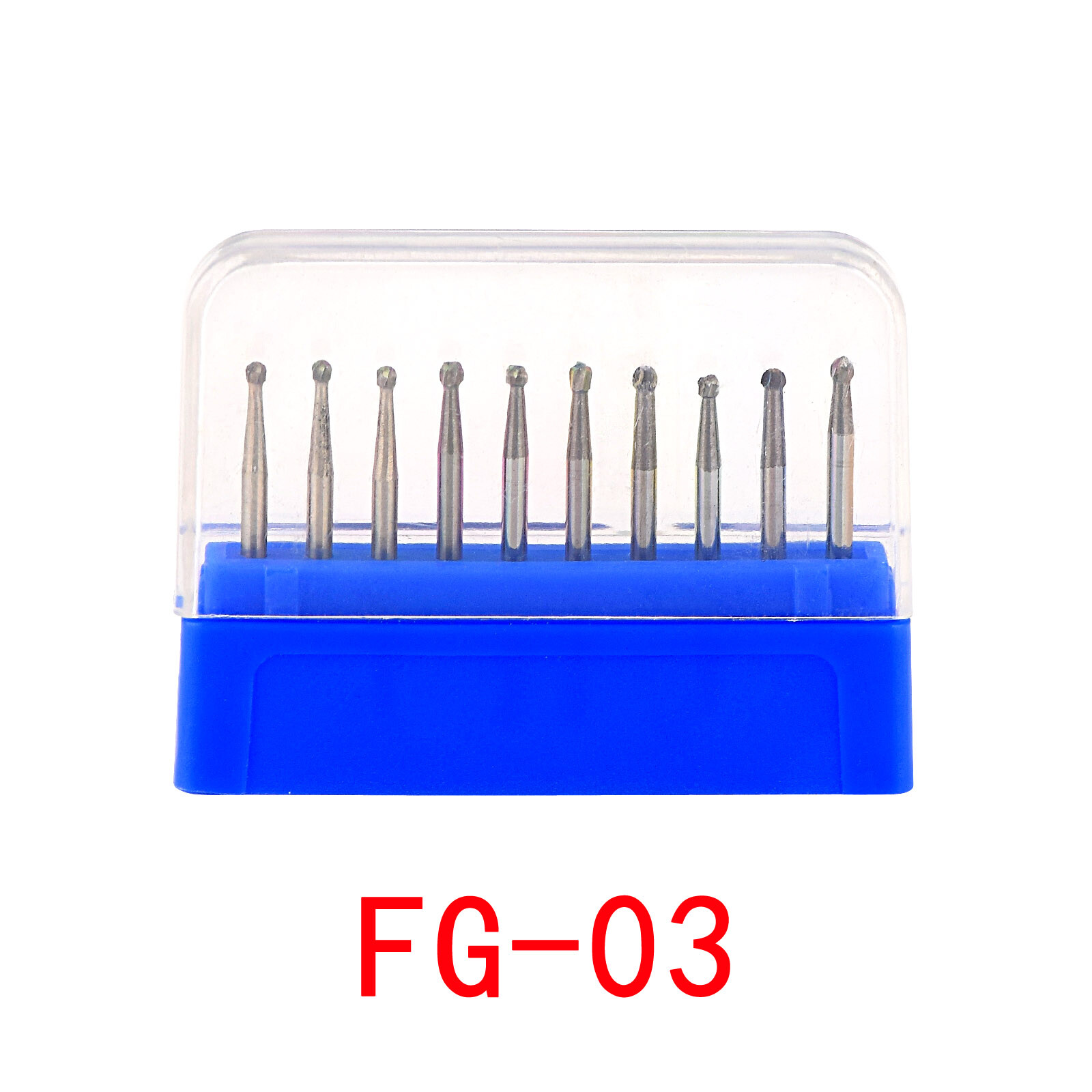 10pcs/box Dental Round Carbide FG Burs for Dental High Speed Handpiece Full Size