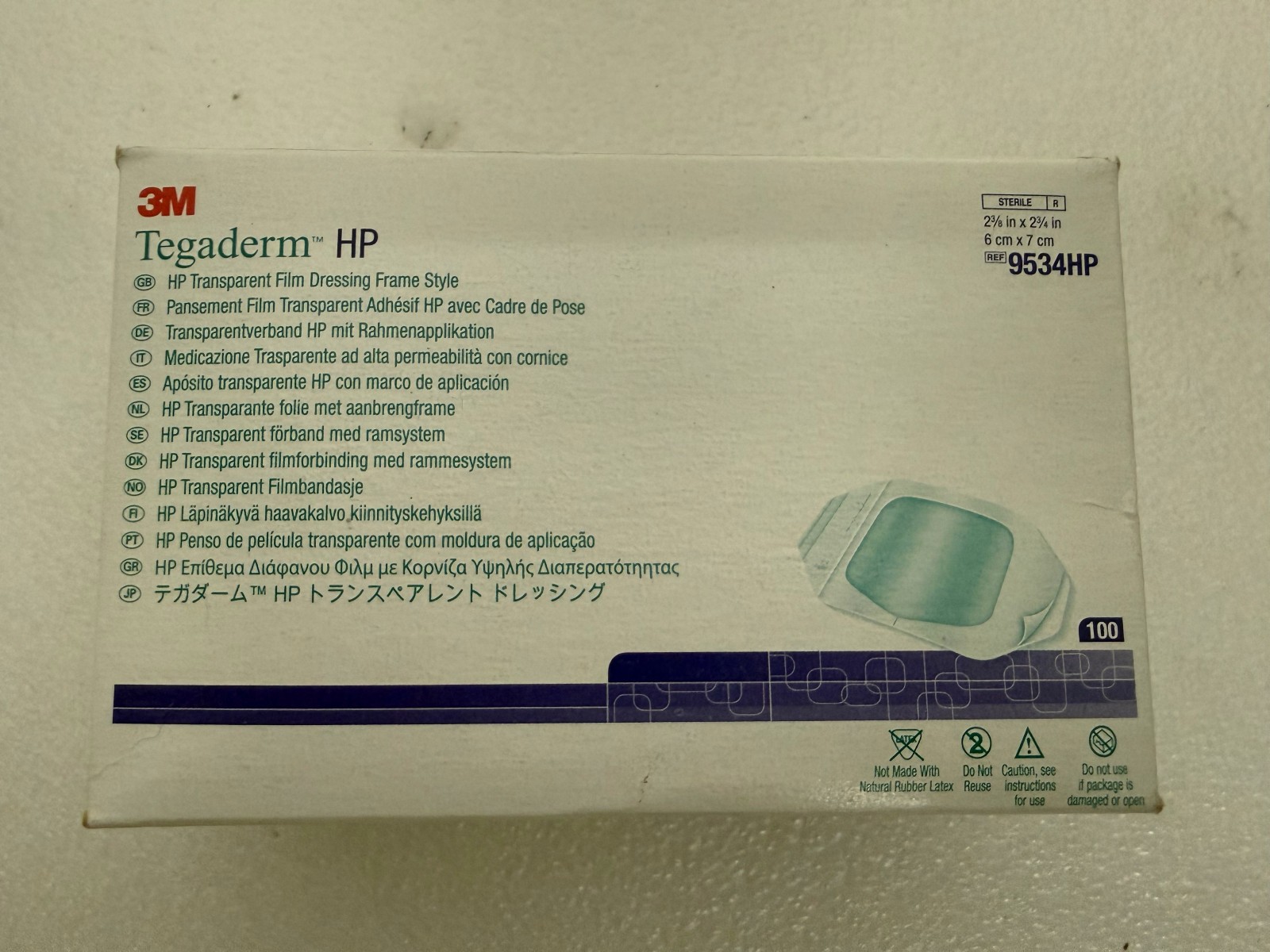 3M Tegaderm HP 9534HP Transparent Film Dressing 6x7cm 100ct Expired