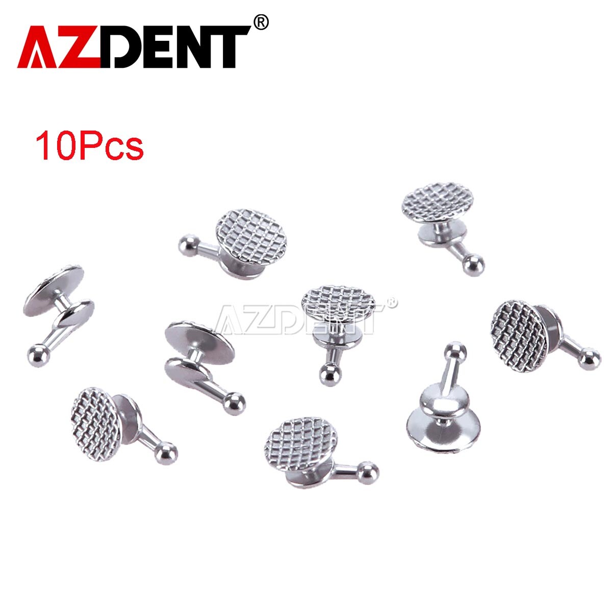 10pcs AZDENT Dental Orthodontic MIM Bondable Lingual Buttons w/ Hook Round Base