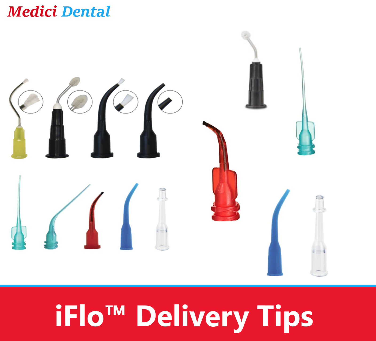 PacDent Dental IFlo™ Delivery Prebent Tips Endo Lock Tip w/ micro Brush, 19Ga