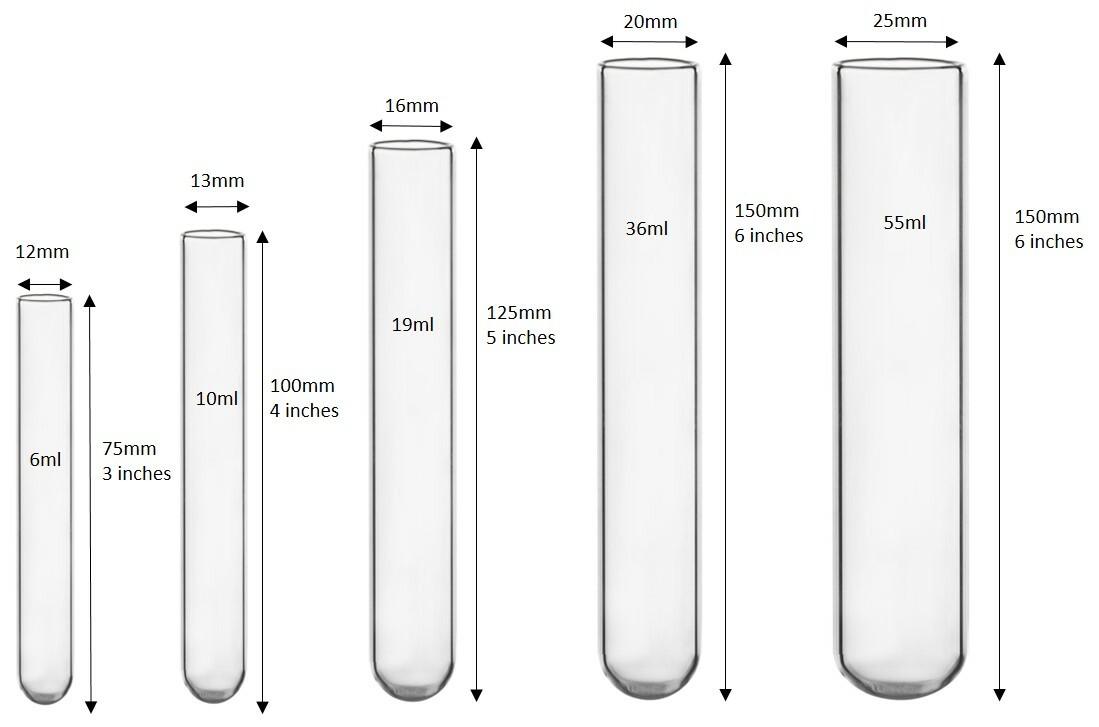 100 count Borosilicate Glass culture/test tubes