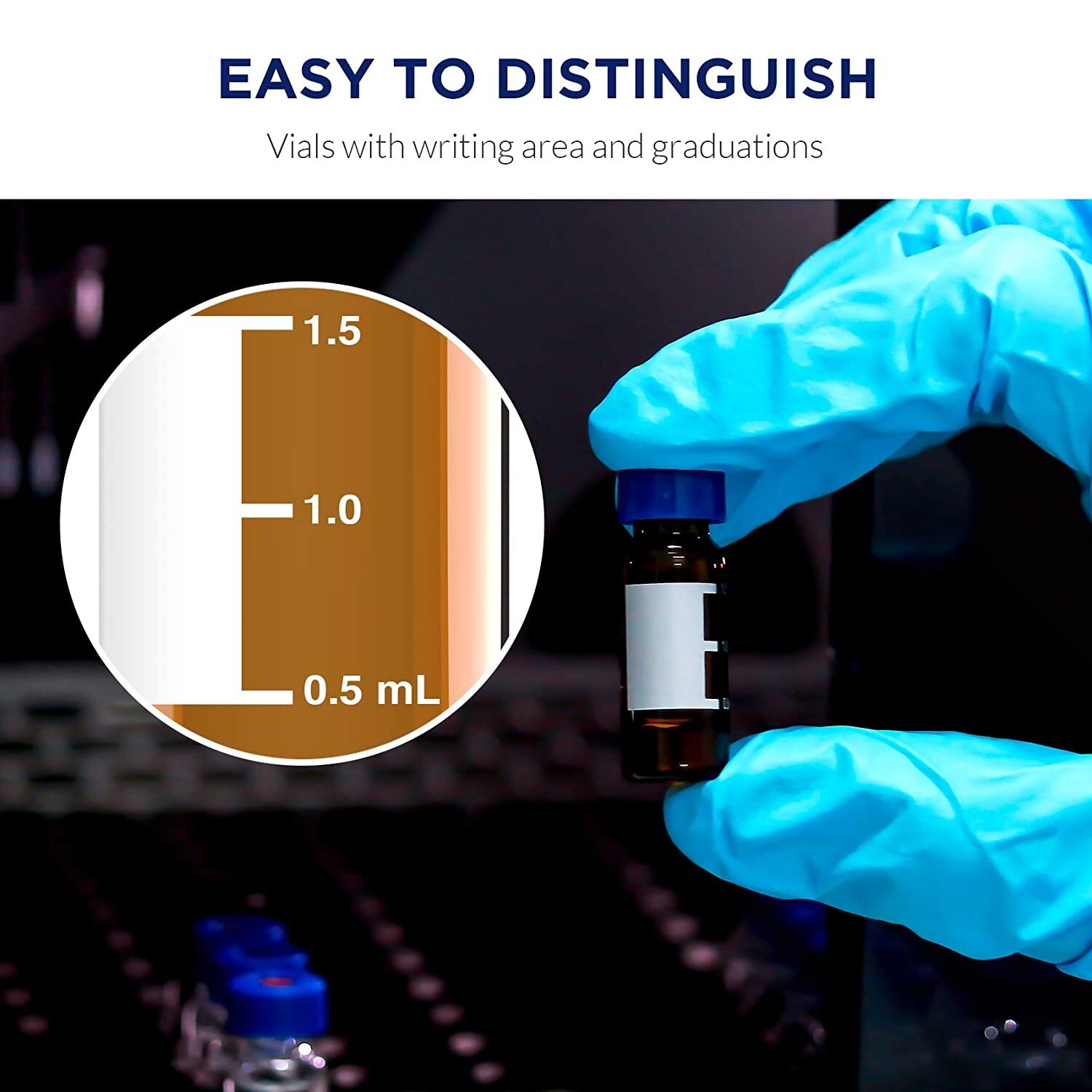 4800PCS 2ml Amber Smple Vials Graduation Large White Write Area 9-425 Screw HPLC