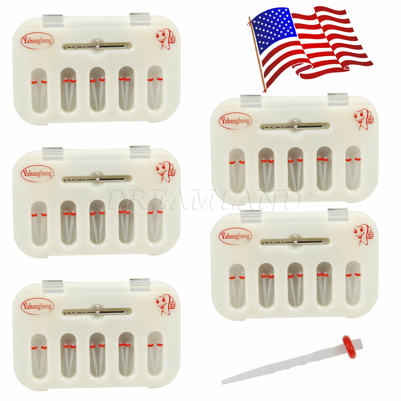 Yabangbang Dental Fiber Post Resin Screw Thread Quartz Drills Box Red IN USA
