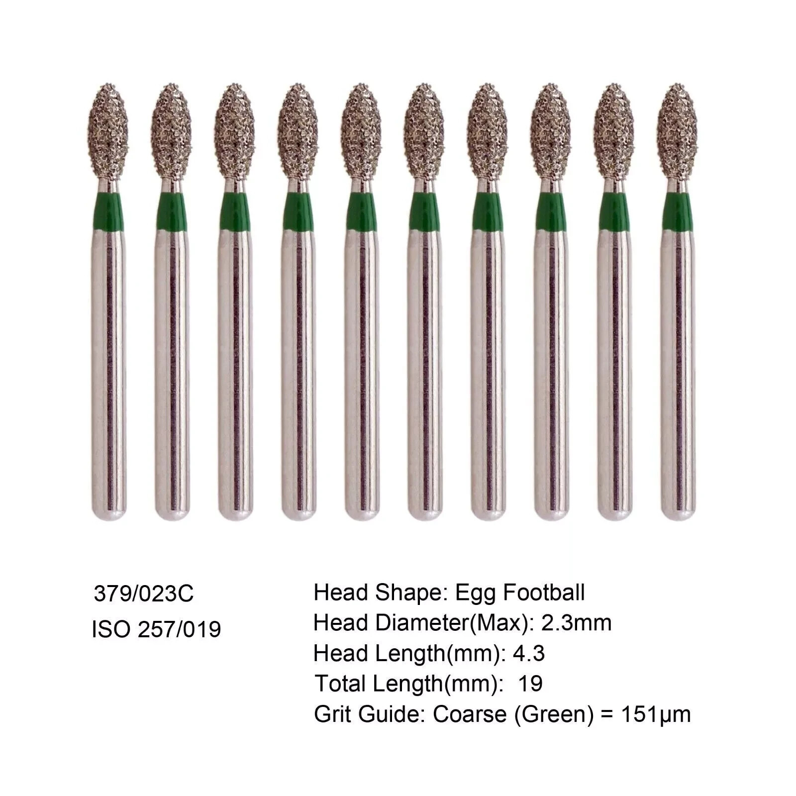 Dental Diamond Burs Round End Taper Coarse Grit Egg High Speed Bur FG Football