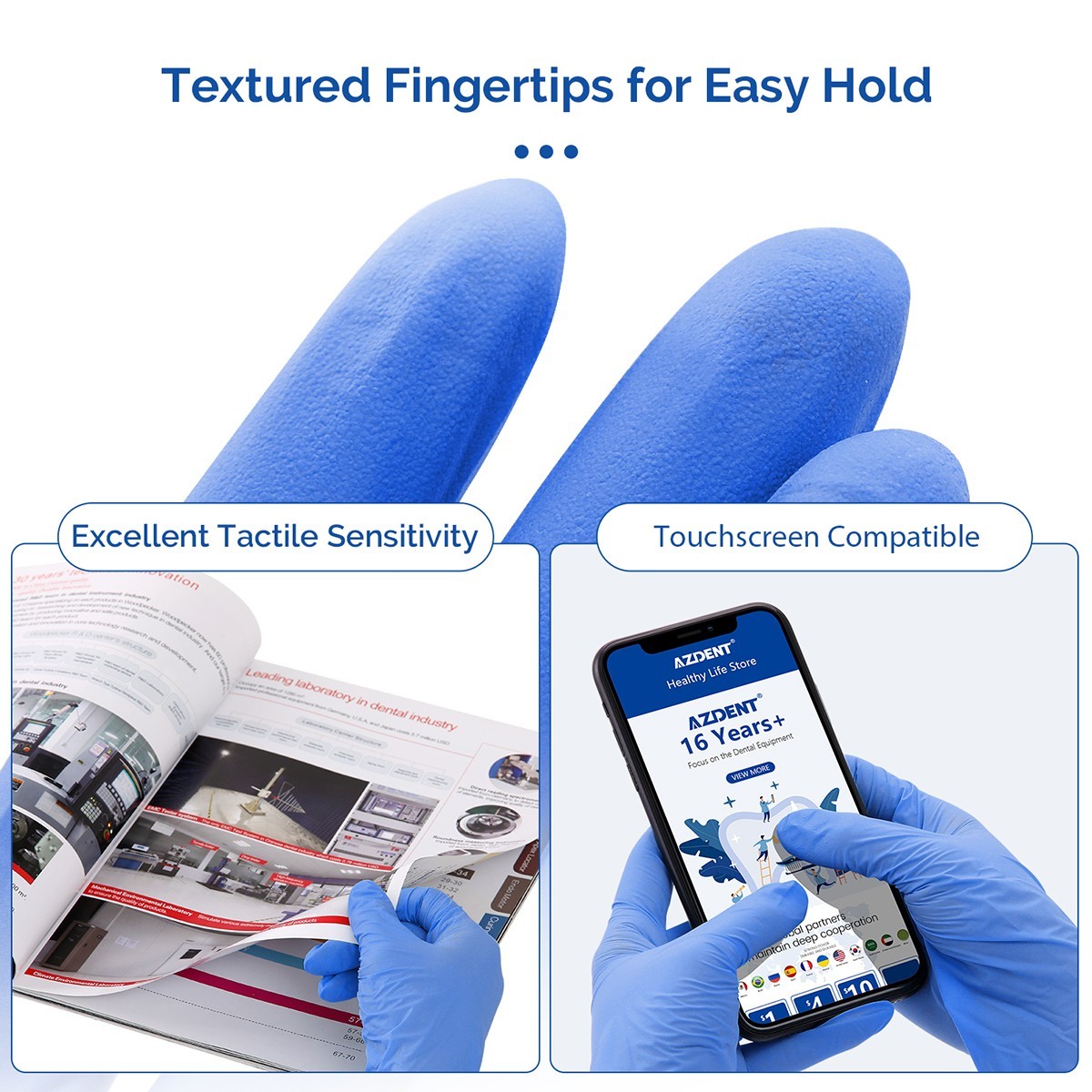 Blue Nitrile Medical Gloves Powder Free Latex Dental Grade Disposable Glove