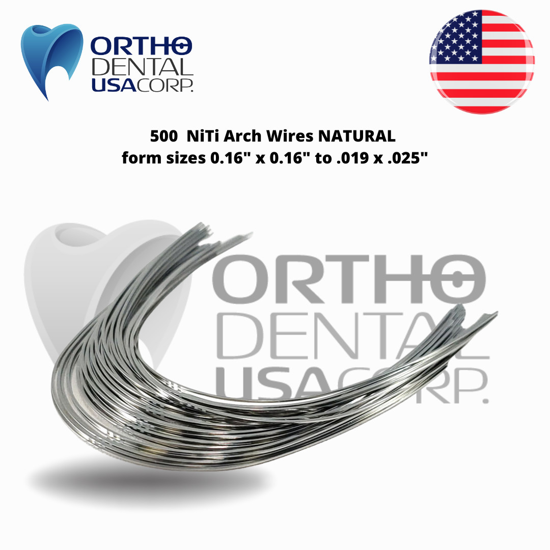 500 NiTi Arch Wires NATURAL form sizes 0.16″x0.16″ to 0.19x 0.25″ Orthodentalusa