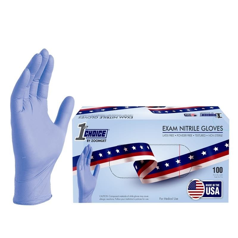 1st Choice 3 Mil Indigo Blue Nitrile Disposable Exam Gloves Medium,