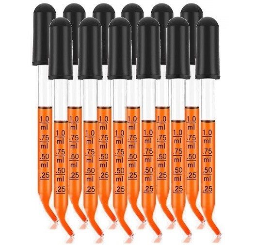Medicine Art Essential Oils Eye Dropper Graduated 3″ Curved Tip 1ml (12 Pack)