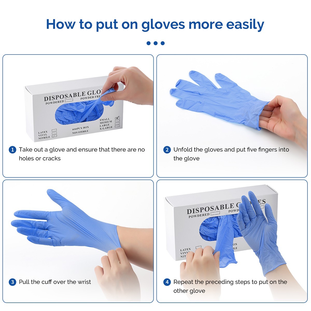 Blue Nitrile Medical Gloves Powder Free Latex Dental Grade Disposable Glove