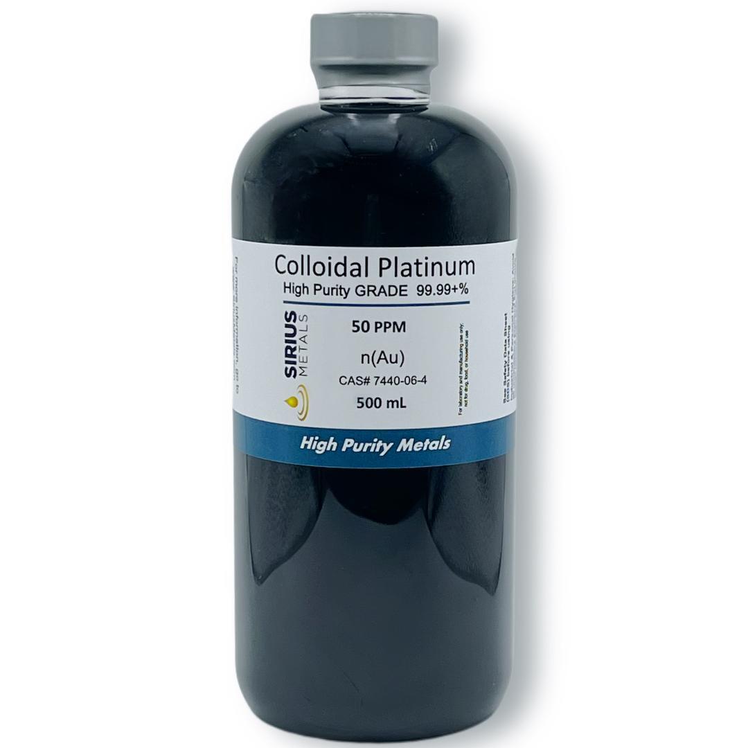 True Colloidal Platinum 50 ppm 500 mL (16.9 Fl Oz) in clear Plastic Bottle