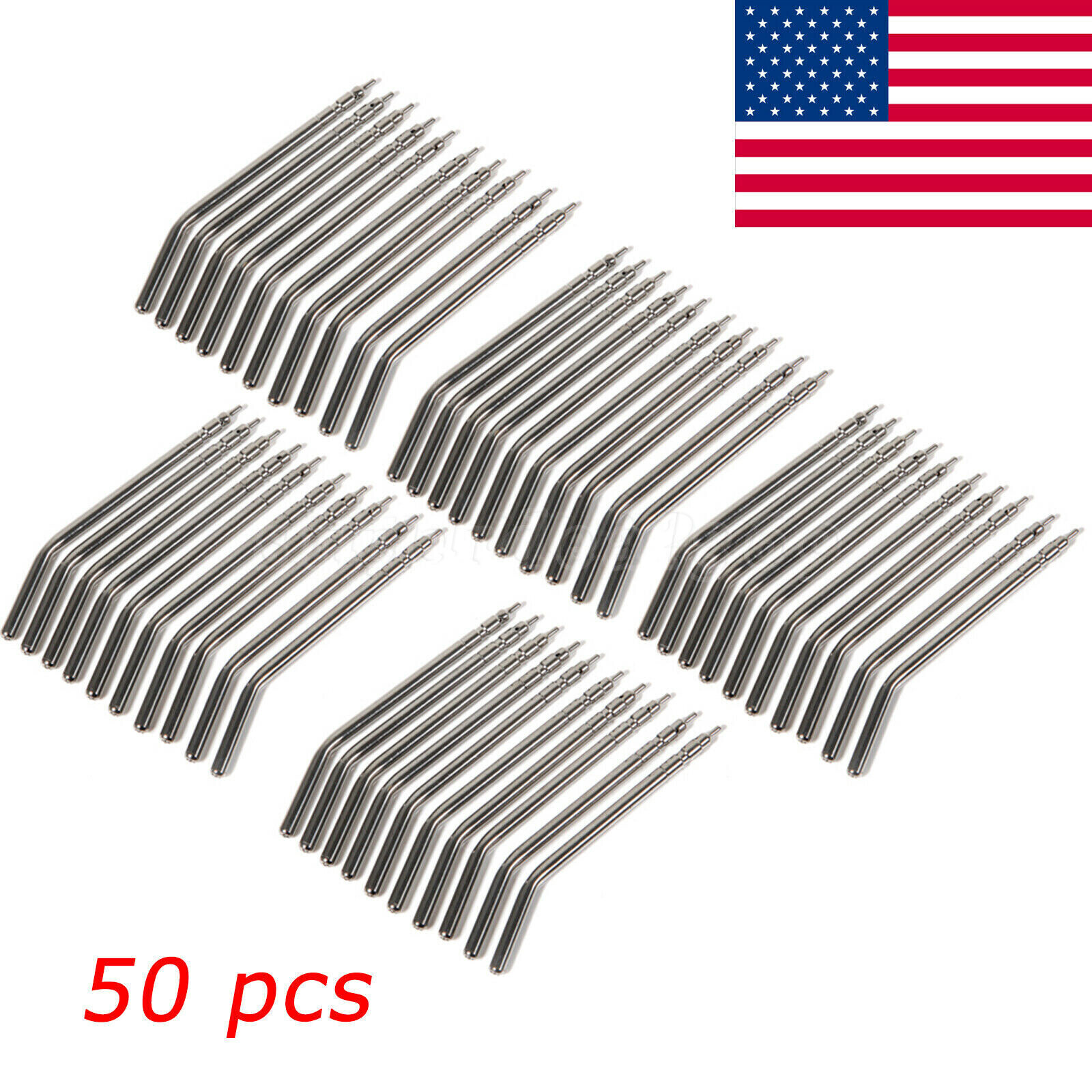 50PCS Dental Metal Spray Nozzles Tubes Tips / 3-Way Air Water Triple Syringe