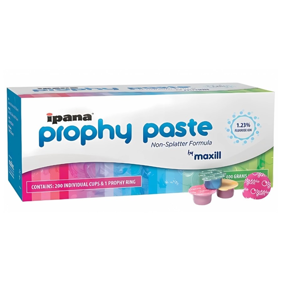 Maxill 200 Cups Dental Prophy Paste Fluoride Medium Coarse Grit Assorted Flavors