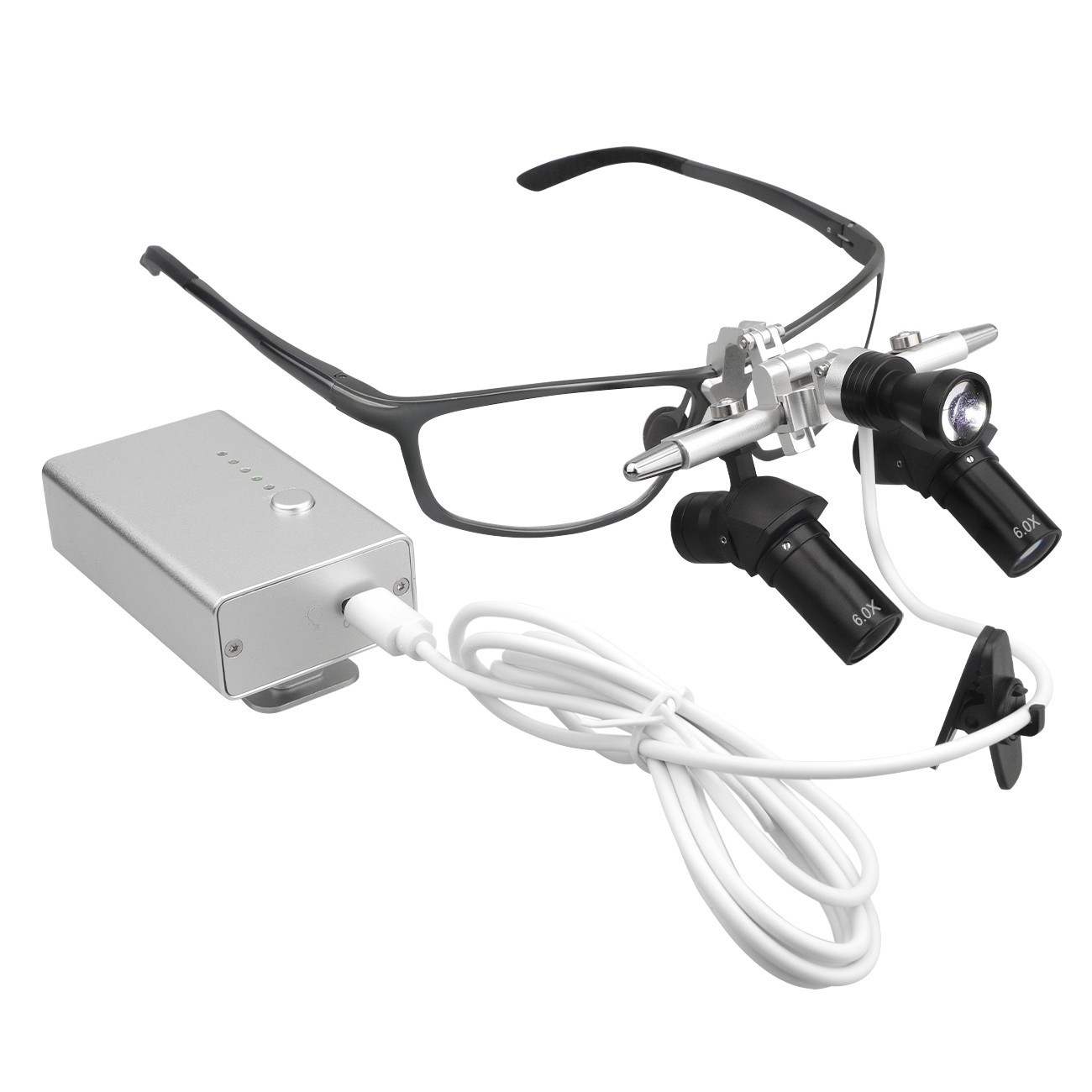 6X Dental 48 ° Ergo Loupes Binocular Magnifying Glasses 5W Adjustable Spotlight