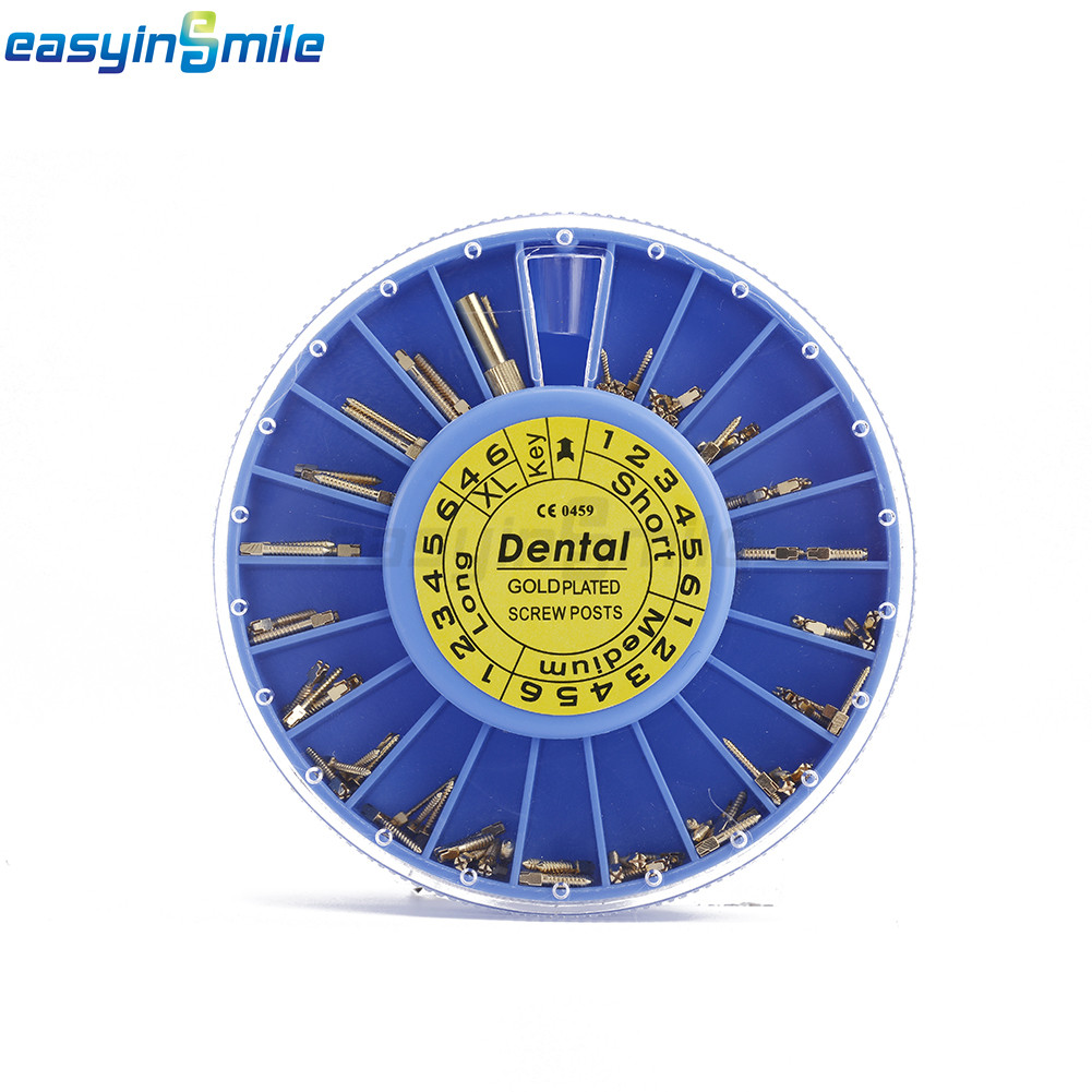Dental Endodontic Conical Screw Posts Kits Refill Gold/Silver Plated+2Key 120Pcs