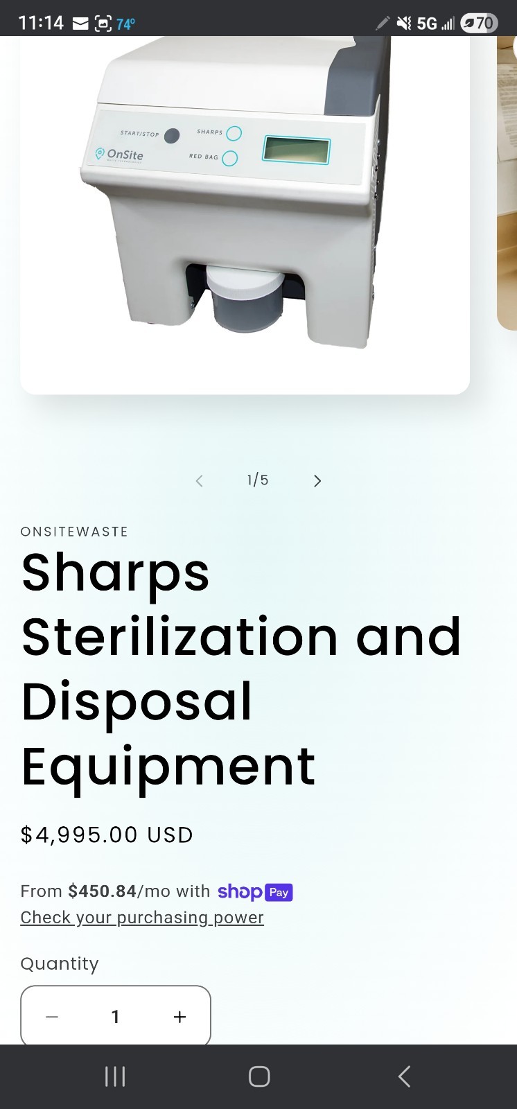 Onsite Waste Technologies TE5000 Sharps Sterilization and disposal system. NIB