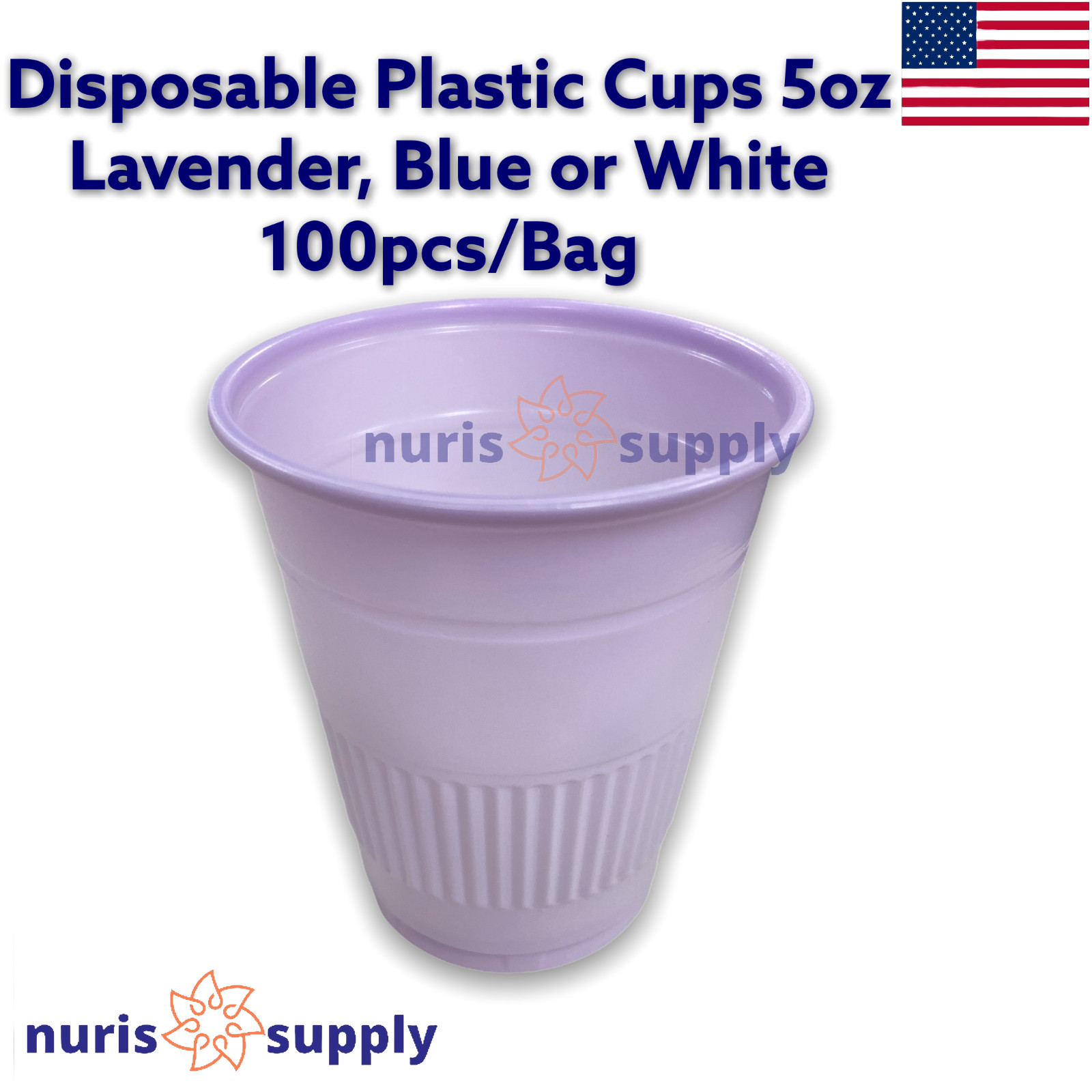 Disposable Plastic Drinking Cups 5oz Blue Black or Lavender 100pcs/Bag