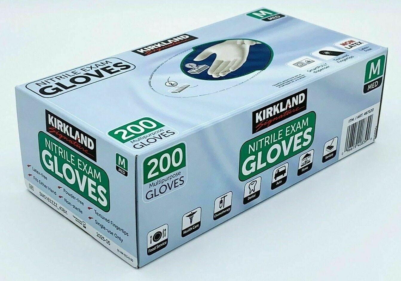 Kirkland Signature NITRILE exam gloves Medium Powder Free 200 Ct Size M