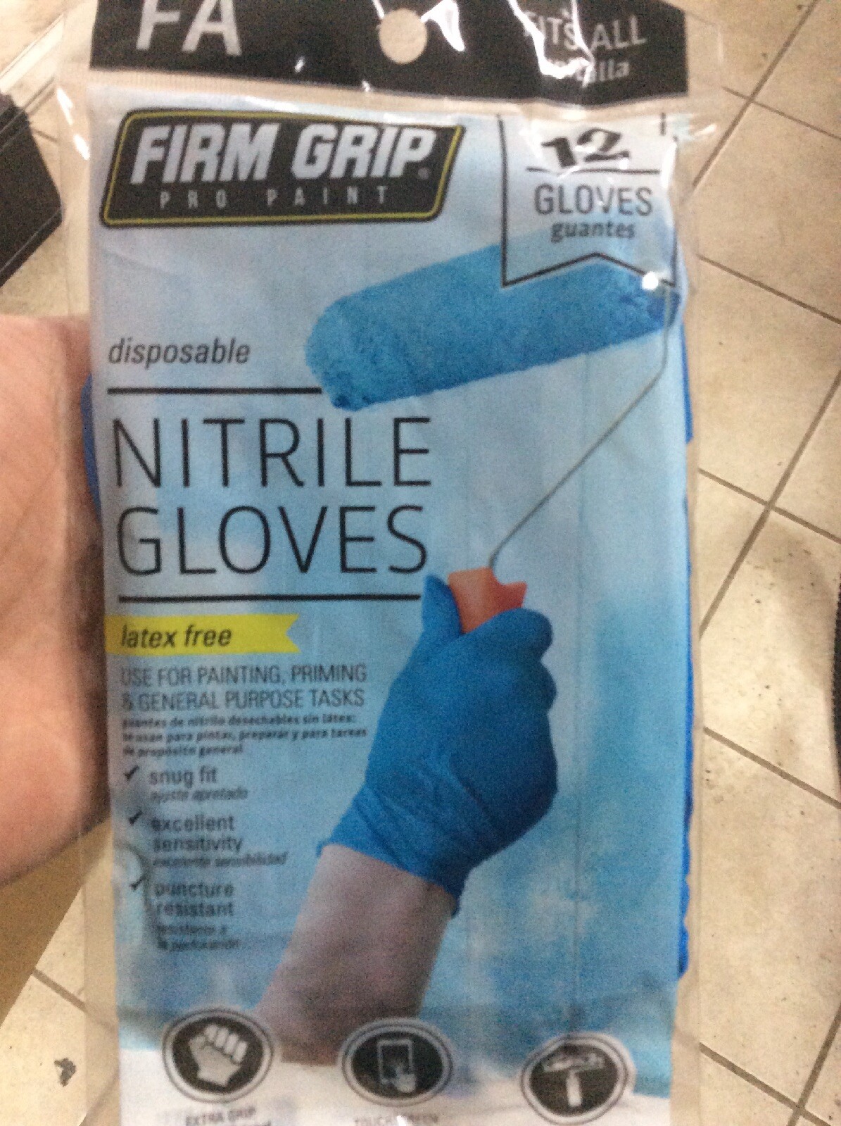 Firm Grip Nitrile Gloves Latex-Free Snug Fit & Puncture Resistant 12 GLOVES NEW