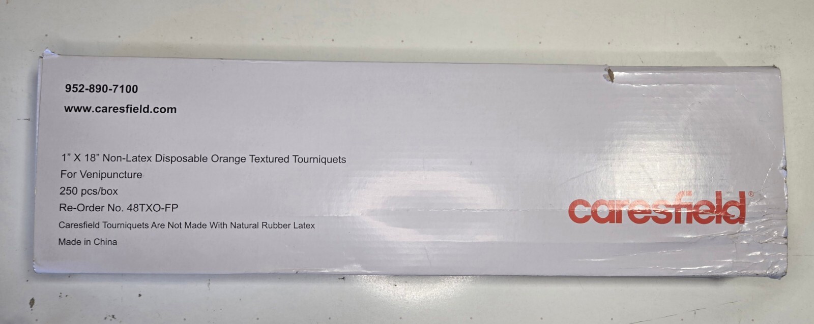 Caresfield 1″ x 18″ non-latex disposable orange textured tourniquet NEW (6D)