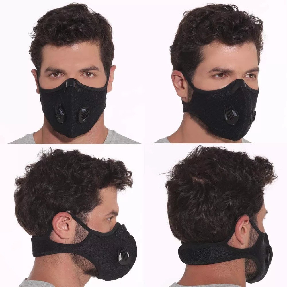 Reusable Cycling Sports Face Mask Breathing Valves With Active Carbon Filter US