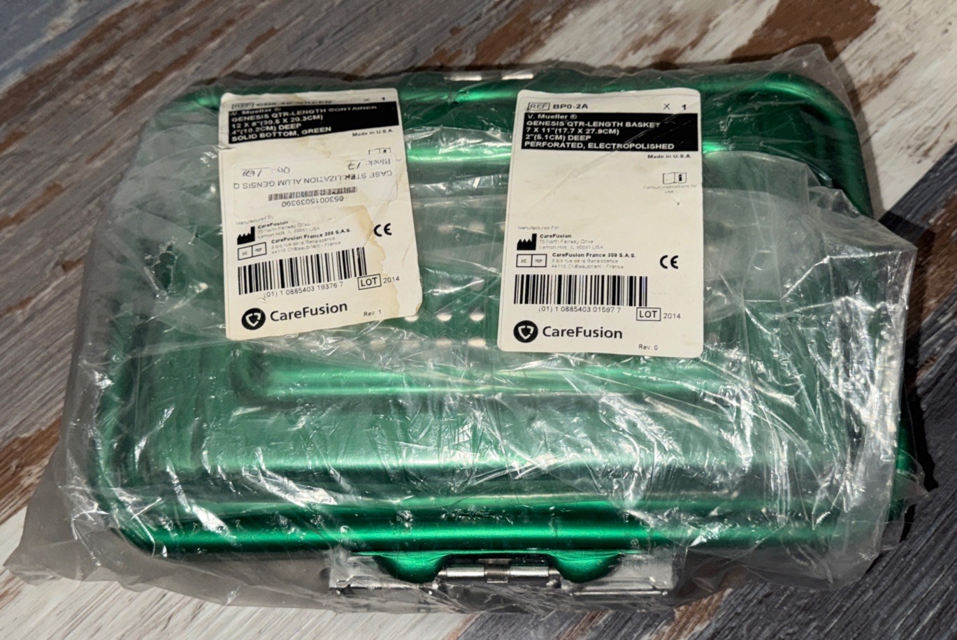 CareFusion V. Mueller Genesis QTR-Length Container & Basket Green 12x8x4