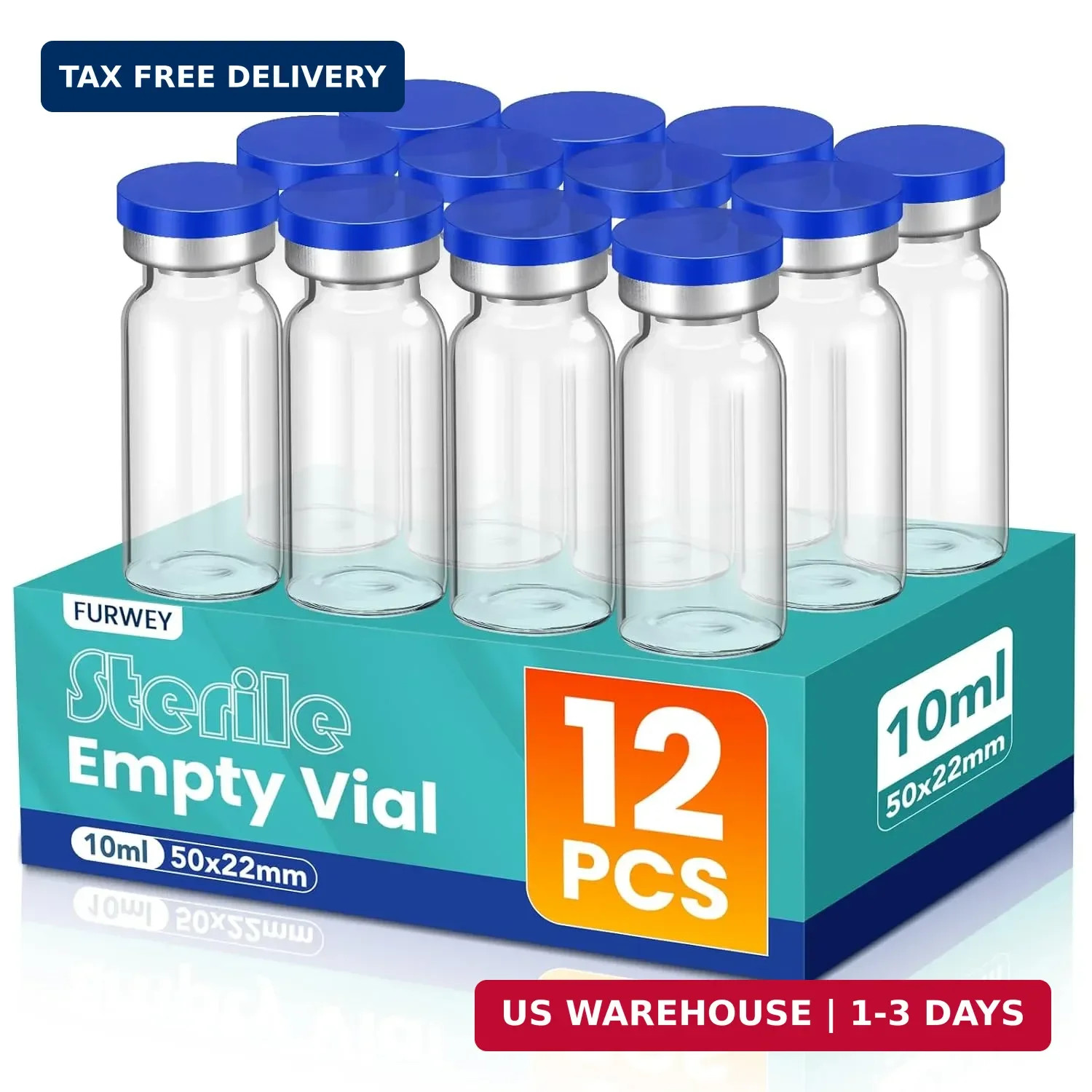 10ml Sterile Vials with Self Healing Injection Port and Sealing Cap, Glass Steri