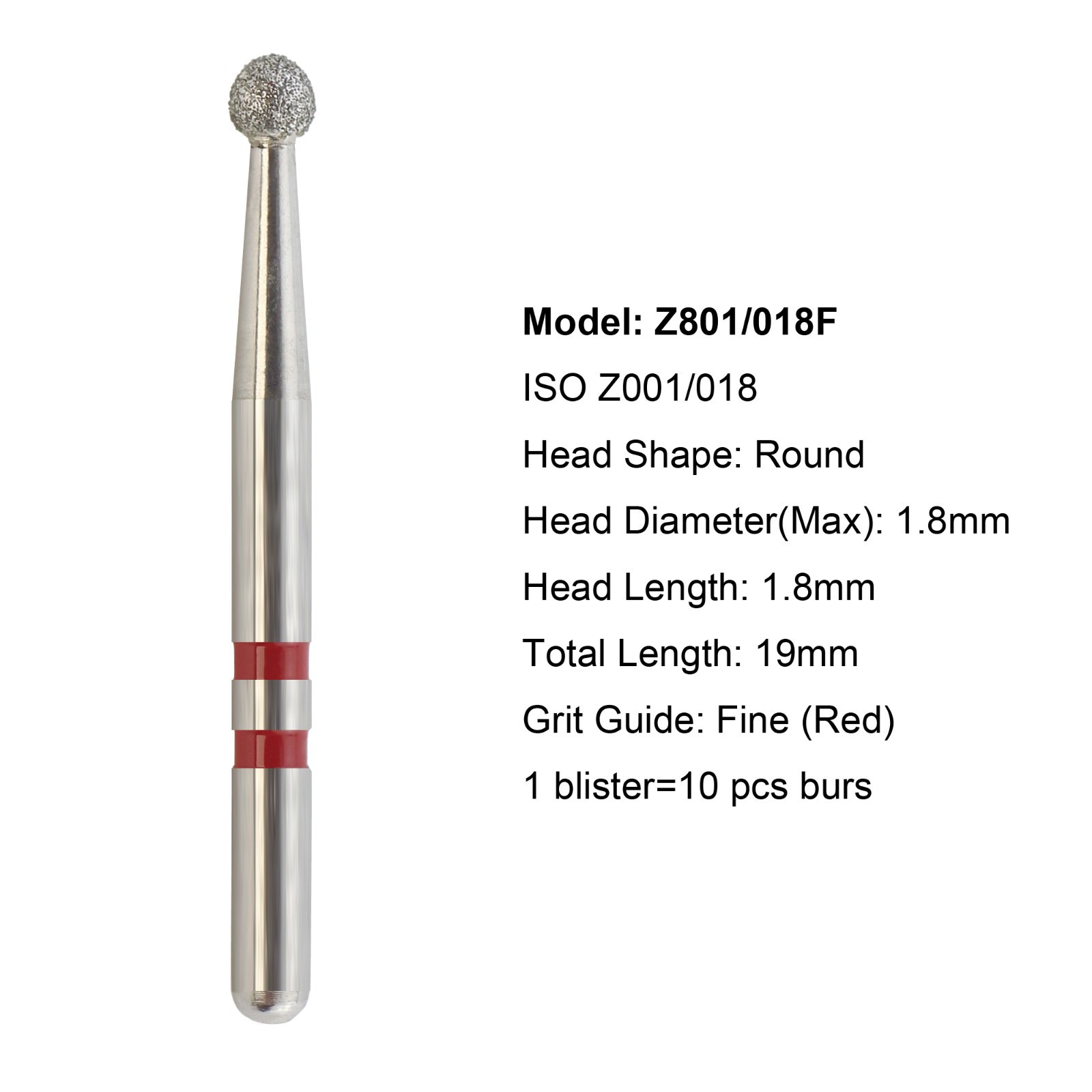 Dental Diamond Burs Zirconia Cutter FG Football Ball Round End Taper Cylinder